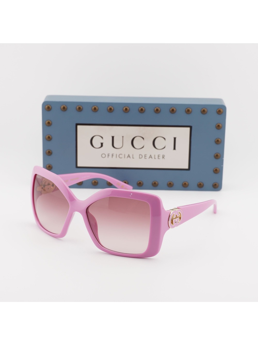 Gucci GG2015S 005 Square Sunglasses – Pink / Burgundy